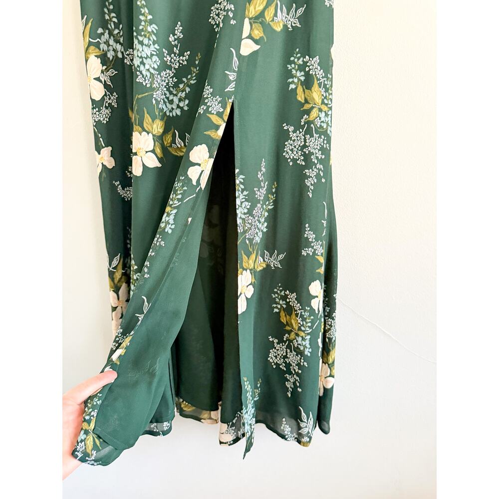Reformation | Twilight Dress Portia Green Floral Tie Strap Midi | Sz 8 - Picture 5 of 10